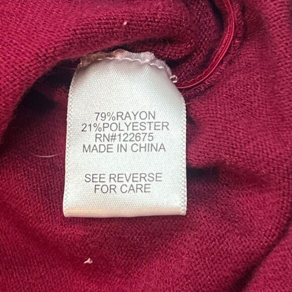 Slope Juniors Plus Blouse Womens 3X Burgundy V Neck Cinched Sweater Casual Top - Picture 8 of 9